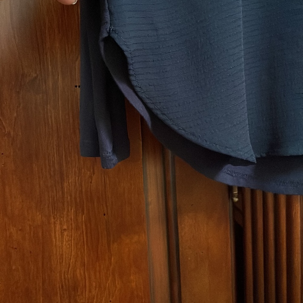 Loft Mixed Media Navy Blouse - Picture 7 of 13